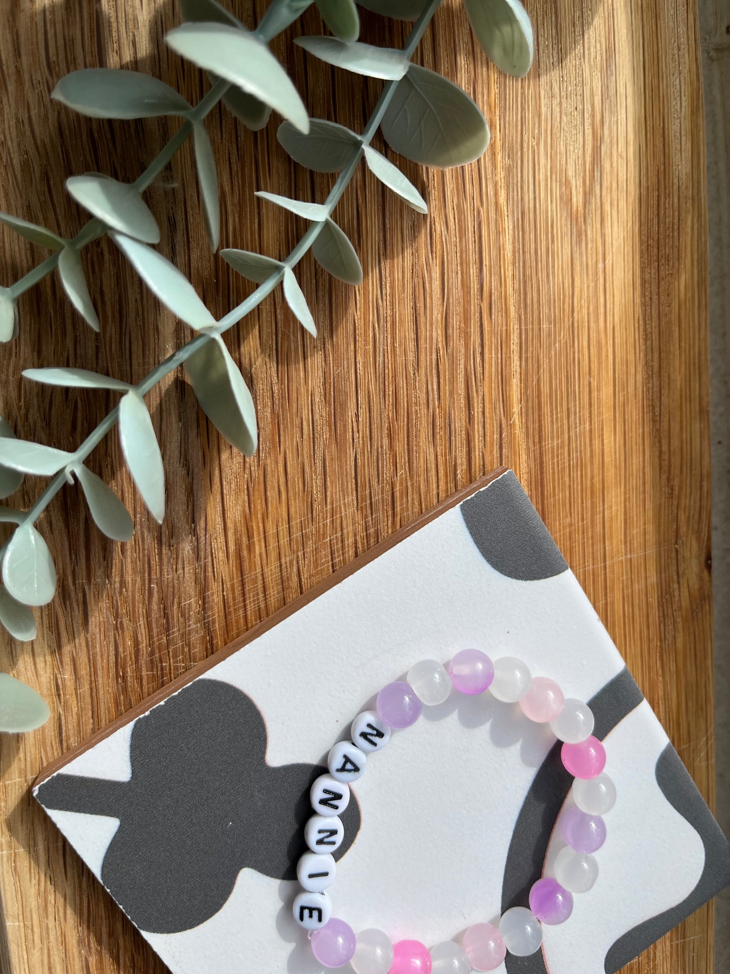 Custom name and glass beads